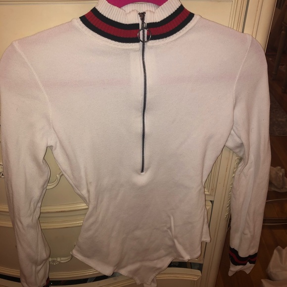 Zara Tops - White bodysuit with red & blue Worn 1x!